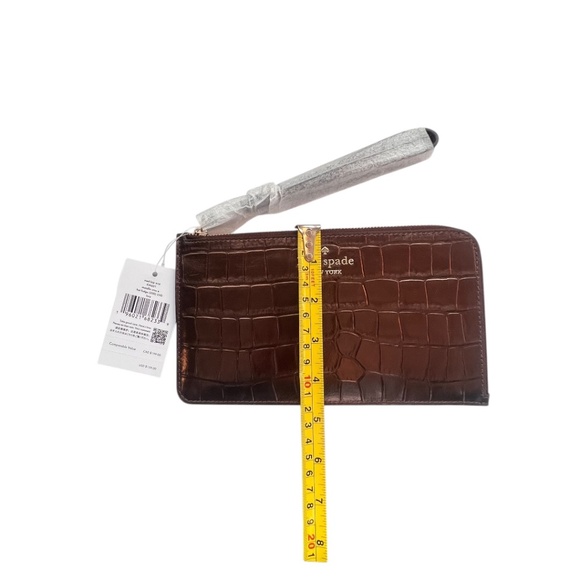 Kate Spade Lucy Metallic Croc Leather Zip Wristlet NWT - Picture 6 of 8